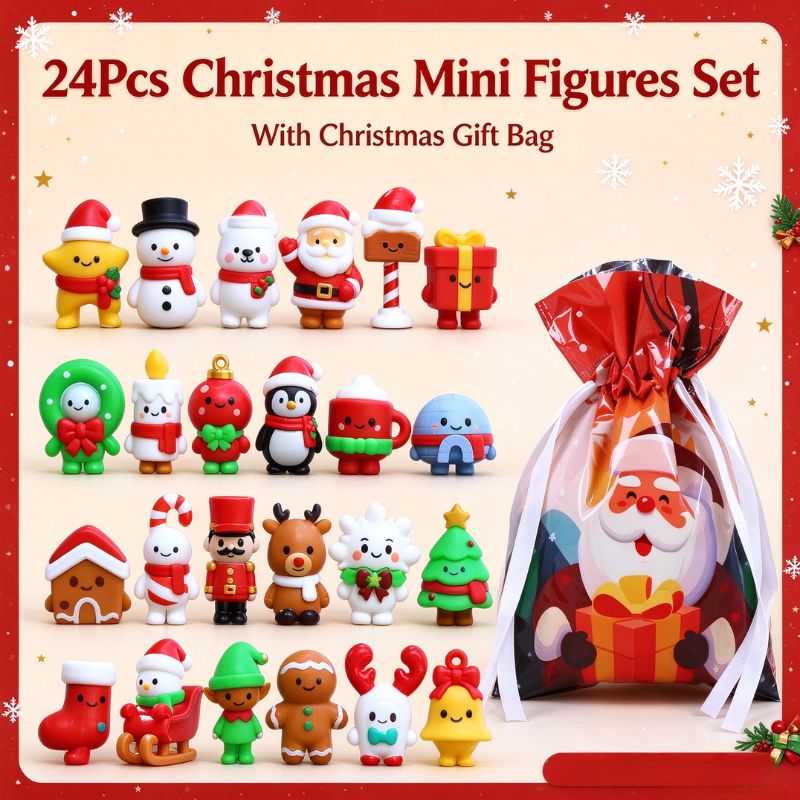 Kids Toys Xmas - Set di mini figurine natalizie in
