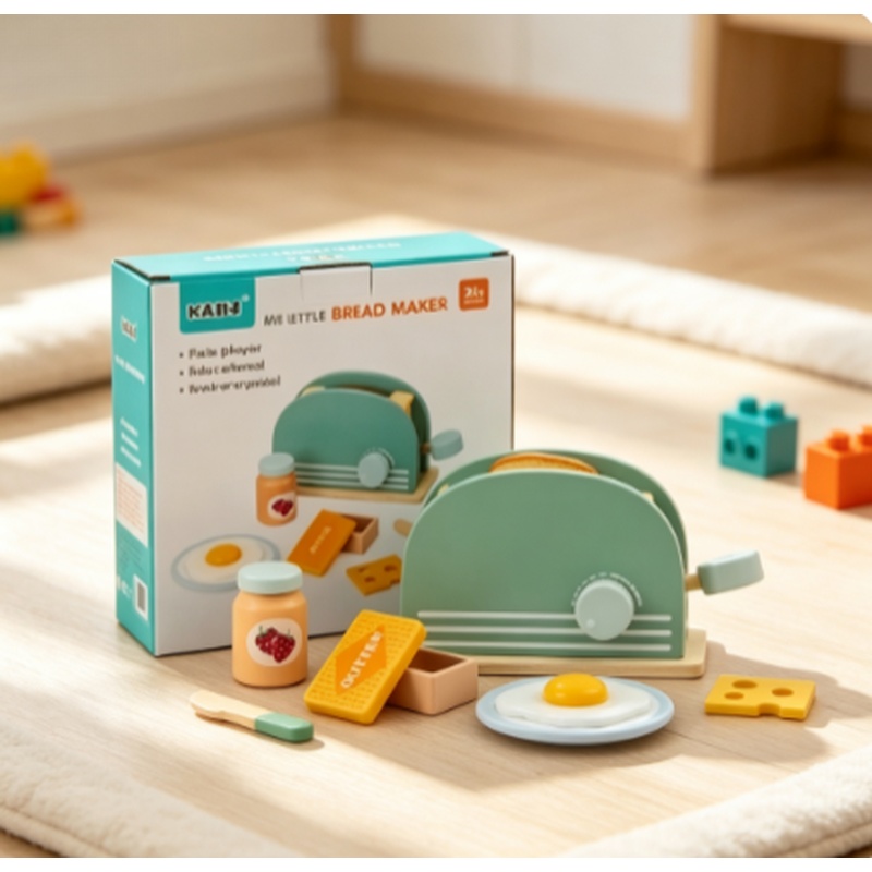 Kids Toys Kitchen Set - Giocattolo Tostapane in Legno per Bambini,