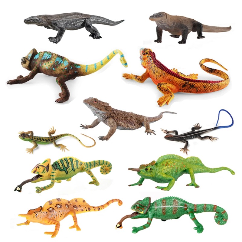 Kids Toys Reviews - Statuette di Iguana, Giocattolo Camaleonte, Figurine