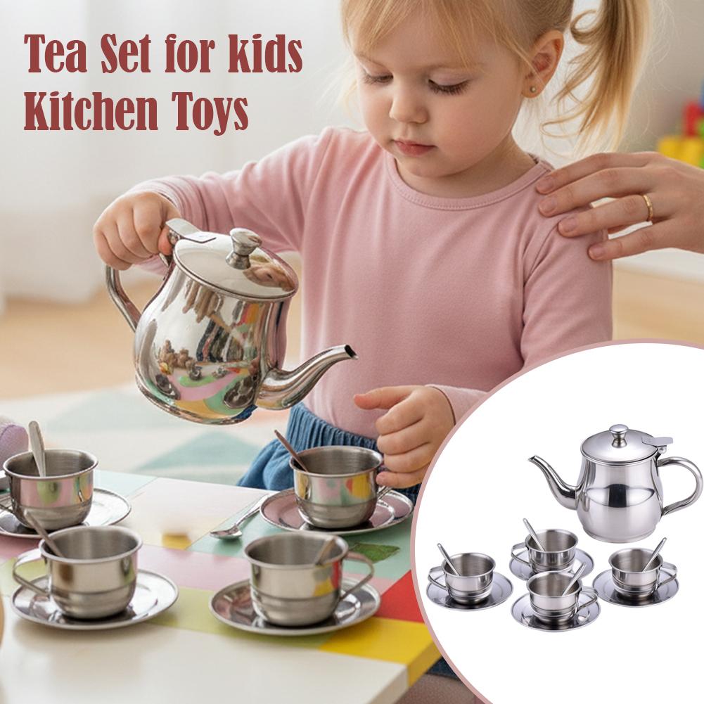 Kids Toys Kitchen Set - Set da Tè in Acciaio Inossidabile